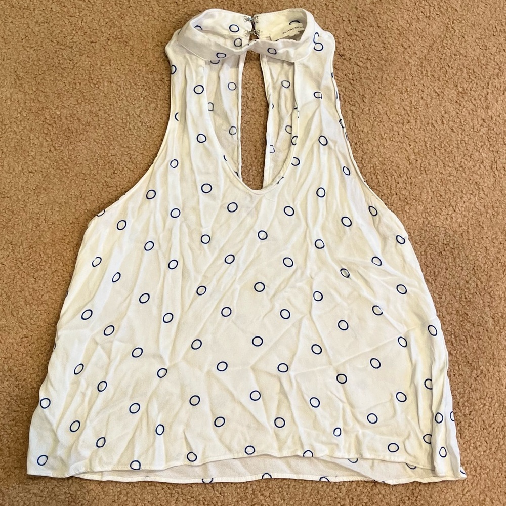 White Polka Dot Cut Out Tank